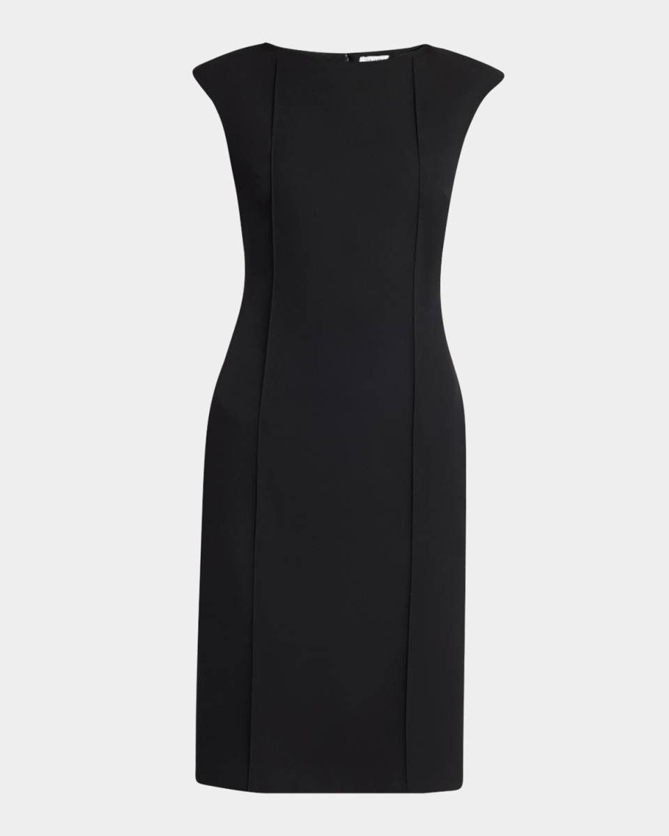 Pintuck Sleeveless Crepe Day Dress